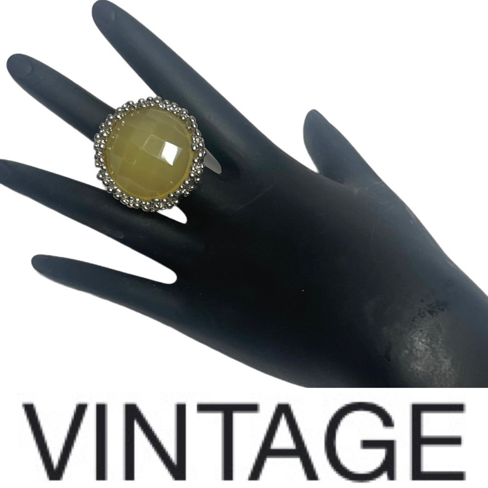 Vintage Lemon Yellow Stone Large Cocktail Ring